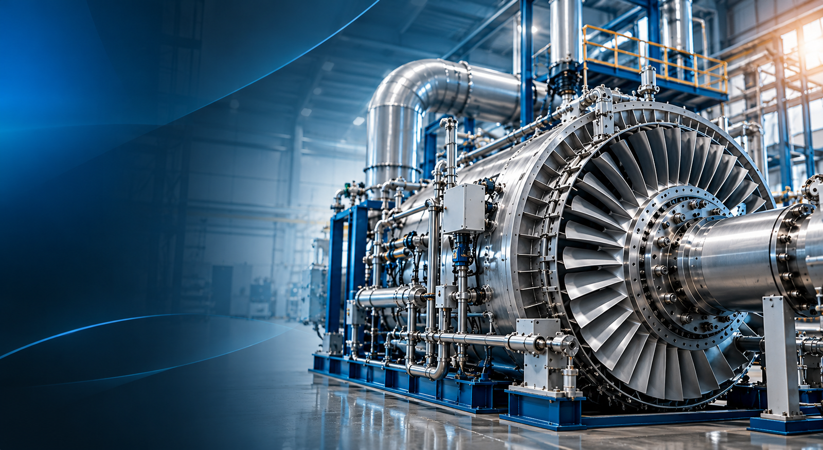 Industrial Turbine in a Blue Factory Industrial Turbine in a Blue Factory